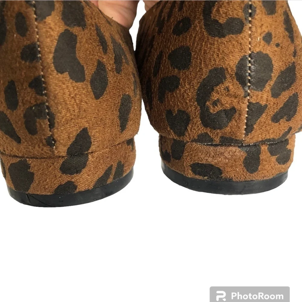 Ulla Popken leopard round toe flats 10 WIDE​